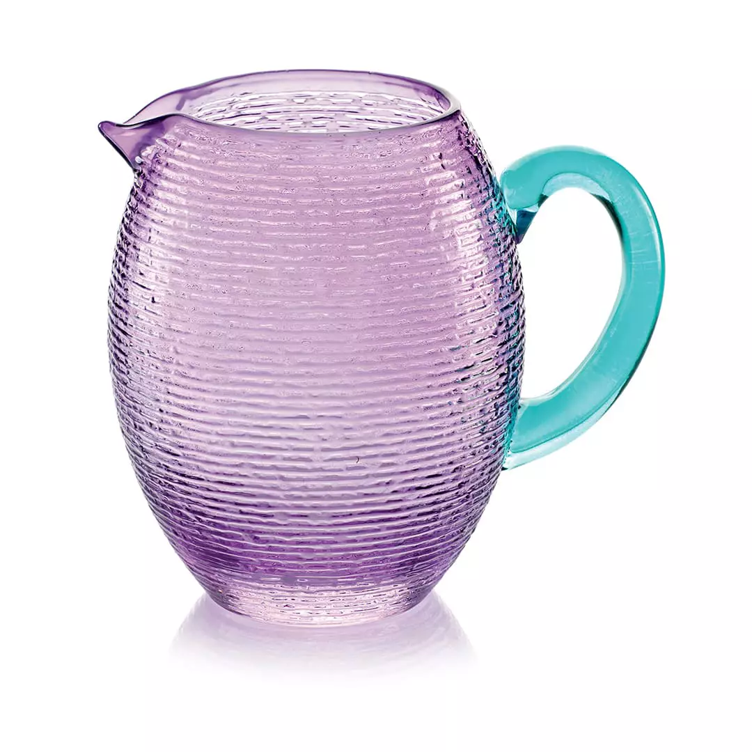 Multicolor amethyst carafe with turquoise handle