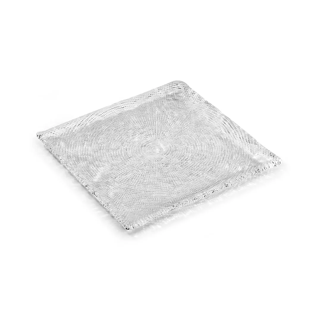 Diamanté transparent square plate 27.5x27.5 cm