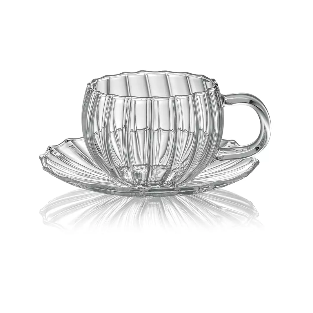 Sahara set 2 tazzine caffé con piattino in vetro borosilicato