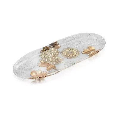 Pashmina oval tray gold decoration