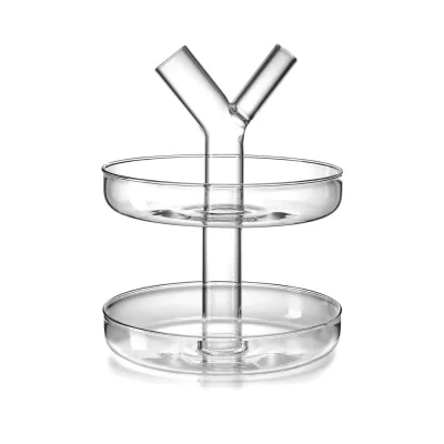 Over alzata Peony 2 piani in vetro borosilicato Ø 18 cm - H 23 cm