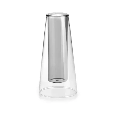 Doublé small trapezoid vase gray double wall Ø 8 cm H 24 cm