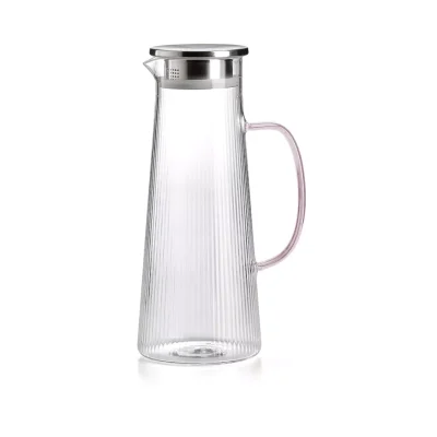 Narciso caraffa plissé in vetro borosilicato con coperchio e manico - 1,6 L