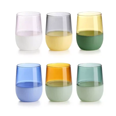Unametà set 6 assorted colors borosilicate glass tumblers