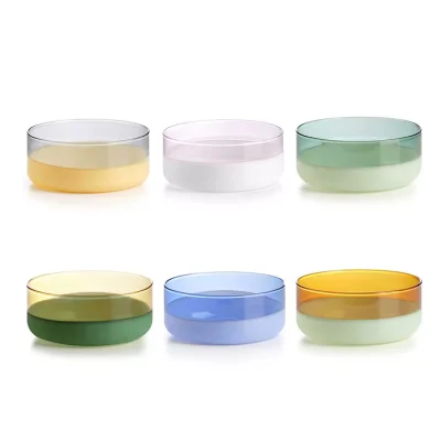 Unametà set 6 assorted colors borosilicate glass cups