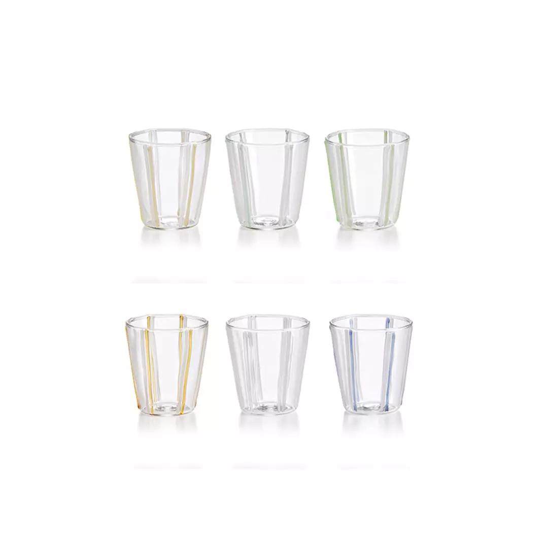 Soul set 6 bicchierini colori assortiti in vetro borosilicato
