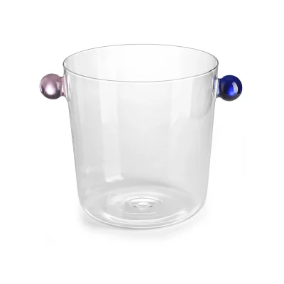 Collier secchiello in vetro borosilicato trasparente con pomelli